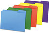 A Picture of product UNV-16161 Universal® Reinforced Top-Tab File Folders 1/3-Cut Tabs: Assorted, Letter Size, 1" Expansion, Blue, 100/Box