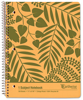Oxford® Earthwise® 100% Recycled Notebooks,  College/Medium, 8 7/8 x 11, White, 100 Sheets