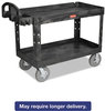 A Picture of product RCP-4546BLA Rubbermaid® Commercial Heavy-Duty Utility Cart,  Two-Shelf, 26w x 55d x 33 1/4h, Black
