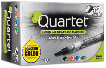 Quartet® EnduraGlide® Dry Erase Marker,  Chisel Tip, Assorted Colors, 12/Set