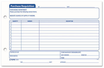 TOPS™ Purchase Requisition Pad,  5 1/2 x 8 1/2, 100/Pad, 2/Pack
