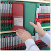 A Picture of product SMD-29785 Smead™ End Tab Colored Pressboard Classification Folders with SafeSHIELD® Coated Fasteners Six 2" Expansion, 2 Dividers, Legal Size, Green, 10/Box