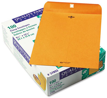 Quality Park™ Clasp Envelope,  9 1/2 x 12 1/2, 28lb, Brown Kraft, 100/Box