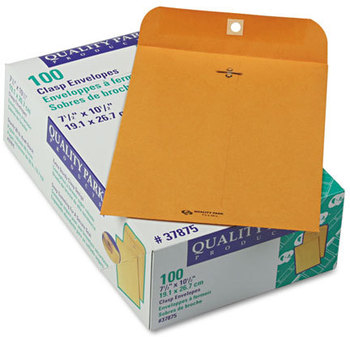 Quality Park™ Clasp Envelope,  7 1/2 x 10 1/2, 28lb, Brown Kraft, 100/Box