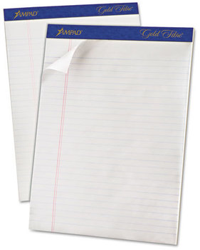 Ampad® Gold Fibre® Quality Writing Pads,  8 1/2 x 11 3/4, White, 50 Sheets, Dozen