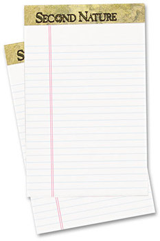 TOPS™ Second Nature® Premium Recycled Ruled Pads,  Lgl Rule/Red Margin, 5 x 8, WE, 50 Sheets, DZ