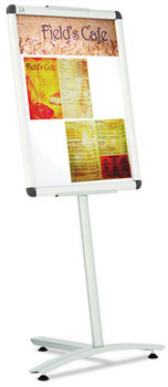 Quartet® Clip-Frame Pedestal Sign,  Silver Aluminum Frame, 24 x 18