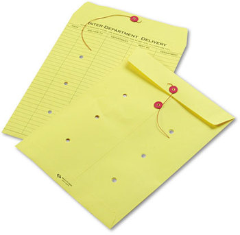 Quality Park™ Colored Paper String & Button Interoffice Envelope,  10 x 13, Yellow, 100/Box