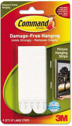 Picture Hanging Strips, Removable, Holds Up to 4 lbs per Pair, 0.5 x 3.63,  White, 4