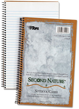 TOPS™ Second Nature® Single Subject Wirebound Notebooks,  College/Medium, 6 x 9 1/2, White, 80 Sheets