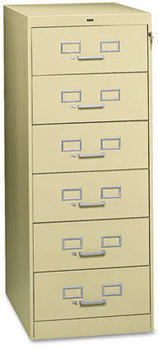 Tennsco Six-Drawer Multimedia/Card File Cabinet,  21-1/4w x 52h, Putty