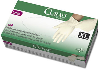 Curad® Latex Exam Gloves,  Powder-Free, X-Large, 90/Box