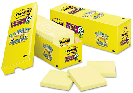 Post-it Super Sticky Notes, 3x5 in, 12 Pads, 2x the Sticking Power, Canary  Yellow, Recyclable (655-12SSCY)