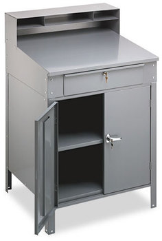 Tennsco Steel Cabinet Shop Desk,  36w x 30d x 53-3/4h, Medium Gray