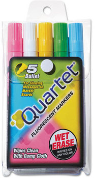 Quartet® Glo-Write® Fluorescent Marker Five-Color Set,  Assorted, 5/Set