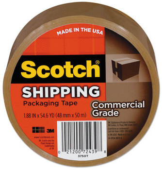 Scotch® 3750 Commercial Grade Packaging Tape,  1.88" x 54.6yds, 3" Core, Tan