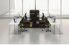 A Picture of product MLN-EZPW3C005 Mayline® e5 Series Two-Person Workstation,  123-1/2w x 73d x 29-1/2h, White/Walnut