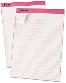 Ampad® Pink Writing Pads,  Legal/Wide, 8 1/2 x 11, Pink, 50 Sheets, 6/Pack