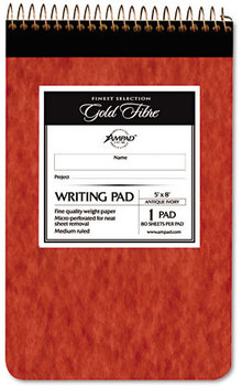 Ampad® Gold Fibre® Retro Wirebound Writing Pads,  College/Medium, 5 x 8, Ivory, 80 Sheets