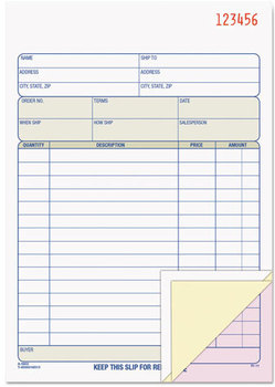 TOPS™ Sales Order Book,  5-9/16 x 7-15/16, Three-Part Carbonless, 50 Sets/Book