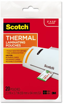 Scotch™ Laminating Pouches,  5 mil, 3 3/4 x 2 3/8, 20/Pack