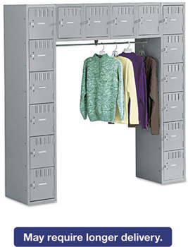 Tennsco Sixteen Box Compartments and Coat Bar,  72w x 18d x 72h, Medium Gray