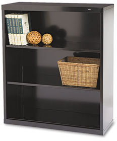 Tennsco Metal Bookcases,  Three-Shelf, 34-1/2w x 13-1/2d x 40h, Black