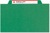 A Picture of product SMD-13733 Smead™ Four-Section Colored Pressboard Top Tab Classification Folders with SafeSHIELD® Coated Fasteners Four 1 Divider, Letter Size, Green, 10/Box