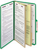 A Picture of product SMD-19033 Smead™ Six-Section Colored Pressboard Top Tab Classification Folders with SafeSHIELD® Coated Fasteners Six 2 Dividers, Legal Size, Green, 10/Box