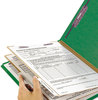 A Picture of product SMD-19033 Smead™ Six-Section Colored Pressboard Top Tab Classification Folders with SafeSHIELD® Coated Fasteners Six 2 Dividers, Legal Size, Green, 10/Box