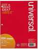 A Picture of product UNV-20921 Universal® Filler Paper 3-Hole, 8.5 x 11, Medium/College Rule, 200/Pack