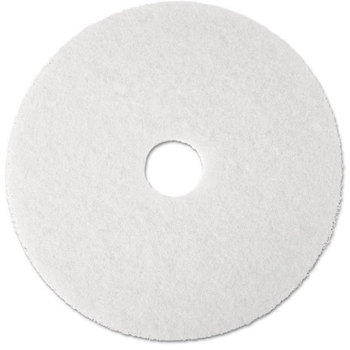 3M™ White Super Polish Floor Pads 4100 Low-Speed Polishing 13" Diameter, 5/Carton