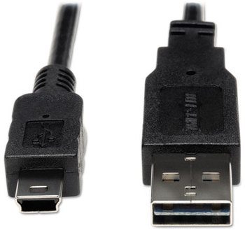 Tripp Lite USB 2.0 Gold Cable,  6 ft, Black, Reversible USB 2.0 A to Mini B Device