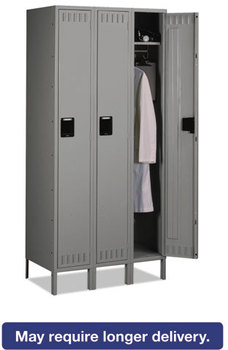 Tennsco Single Tier Locker,  Three Units, 36w x 18d x 78h, Medium Gray