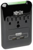 A Picture of product TRP-SK30USB Tripp Lite Protect It!™ Three-Outlet, Two 2.1 Amp USB Surge Suppressor,  3 Outlets/2 USB, 540 Joules, Black