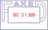 A Picture of product XST-66213 Xstamper® ECO-GREEN VersaDater® Message Dater,  2 1/8 x 1 5/16, FAXED, Blue/Red