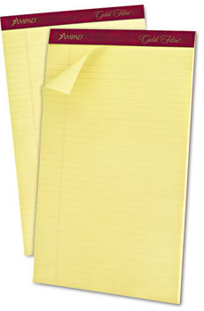Ampad® Gold Fibre® Quality Writing Pads,  8 1/2 x 14, Canary, 50 Sheets, Dozen