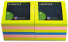 A Picture of product UNV-35617 Universal® Fan-Folded Self-Stick Pop-Up Note Pads 3" x Assorted Neon Colors, 100 Sheets/Pad, 12 Pads/Pack