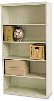 Tennsco Metal Bookcases,  Five-Shelf, 34-1/2w x 13-1/2d x 66h, Putty