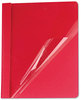 A Picture of product UNV-57123 Universal® Clear Front Report Cover with Prong Fasteners Fastener, 0.5" Capacity, 8.5 x 11, Clear/Red, 25/Box