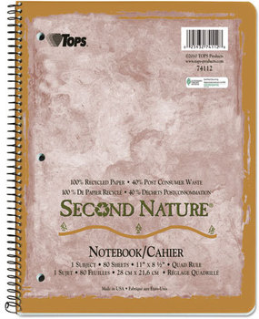 TOPS™ Second Nature® Single Subject Wirebound Notebooks,  8 1/2" x 14", White, 80 Sheets