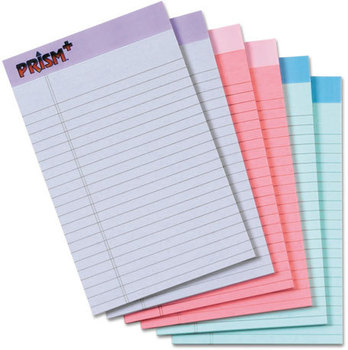 TOPS™ Prism™ + Colored Writing Pads,  5 x 8, Pastels, 50 Sheets, 6 Pads/Pack