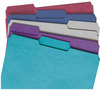 A Picture of product SMD-11948 Smead™ Colored File Folders 1/3-Cut Tabs: Assorted, Letter Size, 0.75" Expansion, Assorted: Gray/Maroon/Navy/Purple/Teal, 100/Box