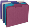 A Picture of product SMD-11948 Smead™ Colored File Folders 1/3-Cut Tabs: Assorted, Letter Size, 0.75" Expansion, Assorted: Gray/Maroon/Navy/Purple/Teal, 100/Box