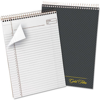 Ampad® Gold Fibre® Wirebound Writing Pad with Cover,  8 1/2 x 11 3/4, White, Grey Cover