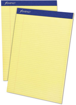 Ampad® Legal Ruled Pads,  8 1/2 x 11, Canary, 50 Sheets, 4 Pads/Pack