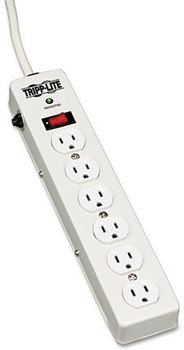 Tripp Lite Protect It!™ Six-Outlet Surge Suppressor,  6 Outlets, 6 ft Cord, 1340 Joules, Light Gray