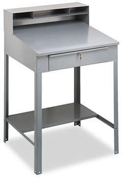 Tennsco Open Steel Shop Desk,  34-1/2w x 29d x 53-3/4h, Medium Gray