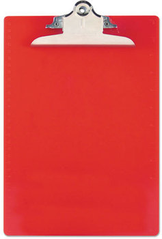 Saunders Recycled Plastic Clipboard with Ruler Edge,  1" Capacity, Holds 8 1/2w x 12h, Red