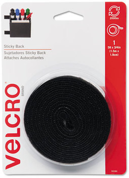 Velcro® Sticky-Back® Hook & Loop Fasteners,  3/4 x 5 ft. Roll, Black